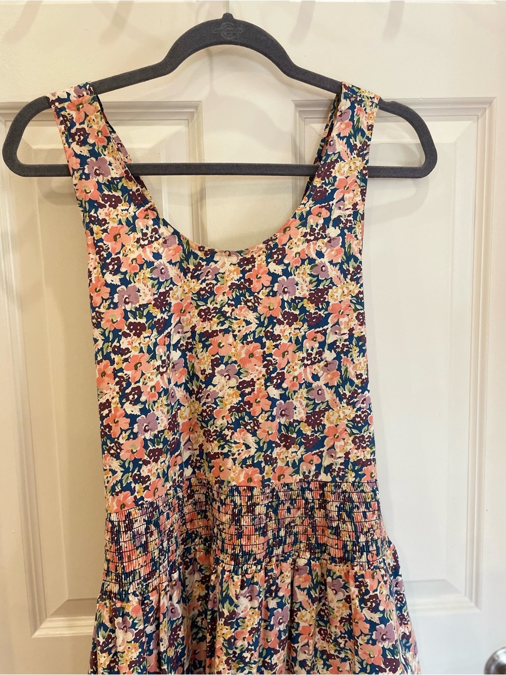 Vintage Floral Smocked Waist Maxi Dress